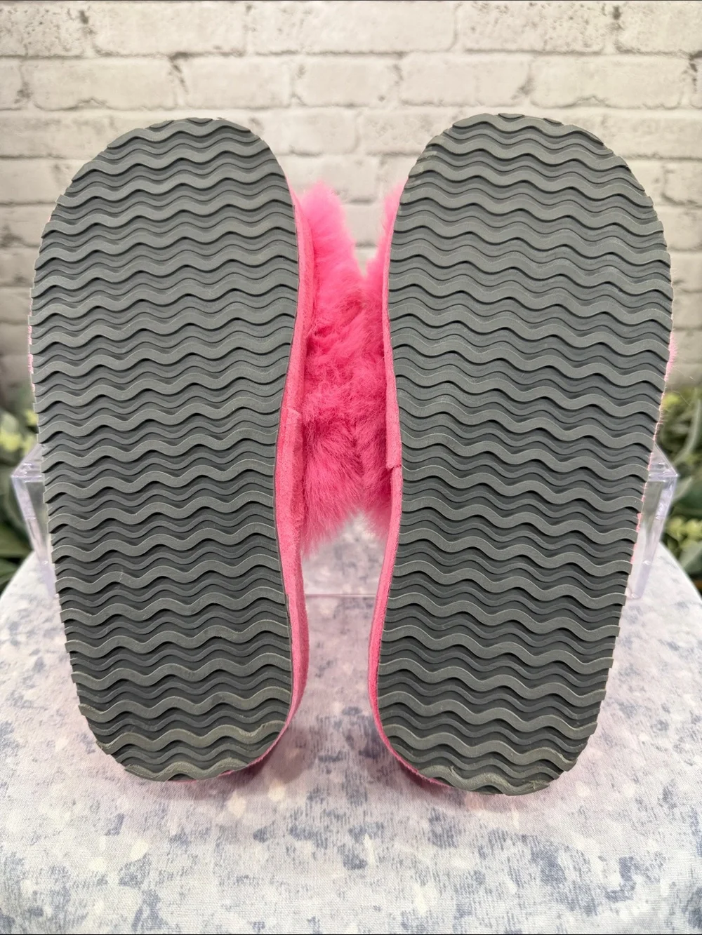 Breezy Stride Pink Fluffy Open Toe Cross-band Cozy Platform Slippers Girls 3M